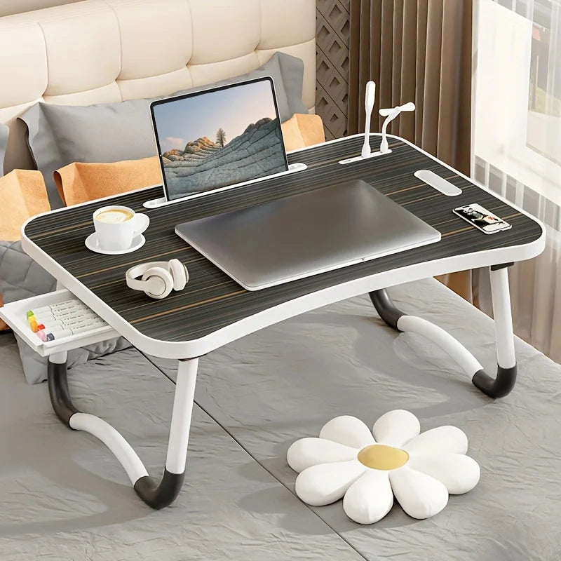 Foldable Laptop Desk With USB Light Small Fan Cup Holder