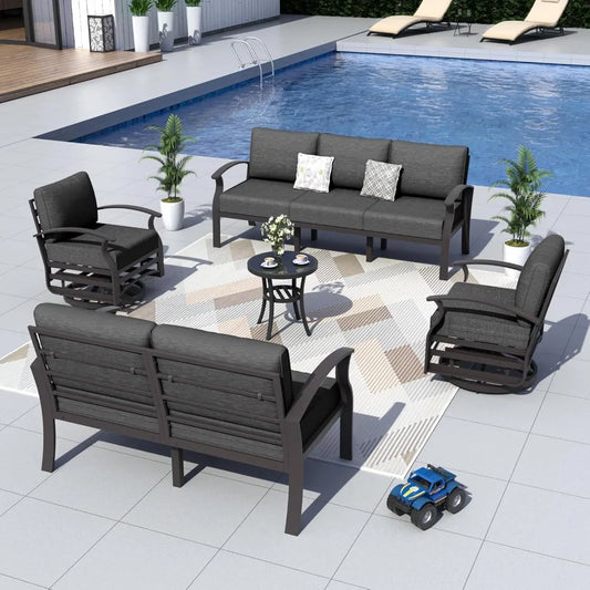 All Aluminum Outdoor Patio Furniture Set Swivel Chairs