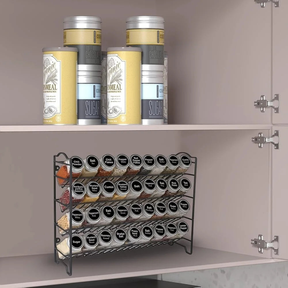 Spice Rack Organizer With 36 Jars And Labels Chalk Marker