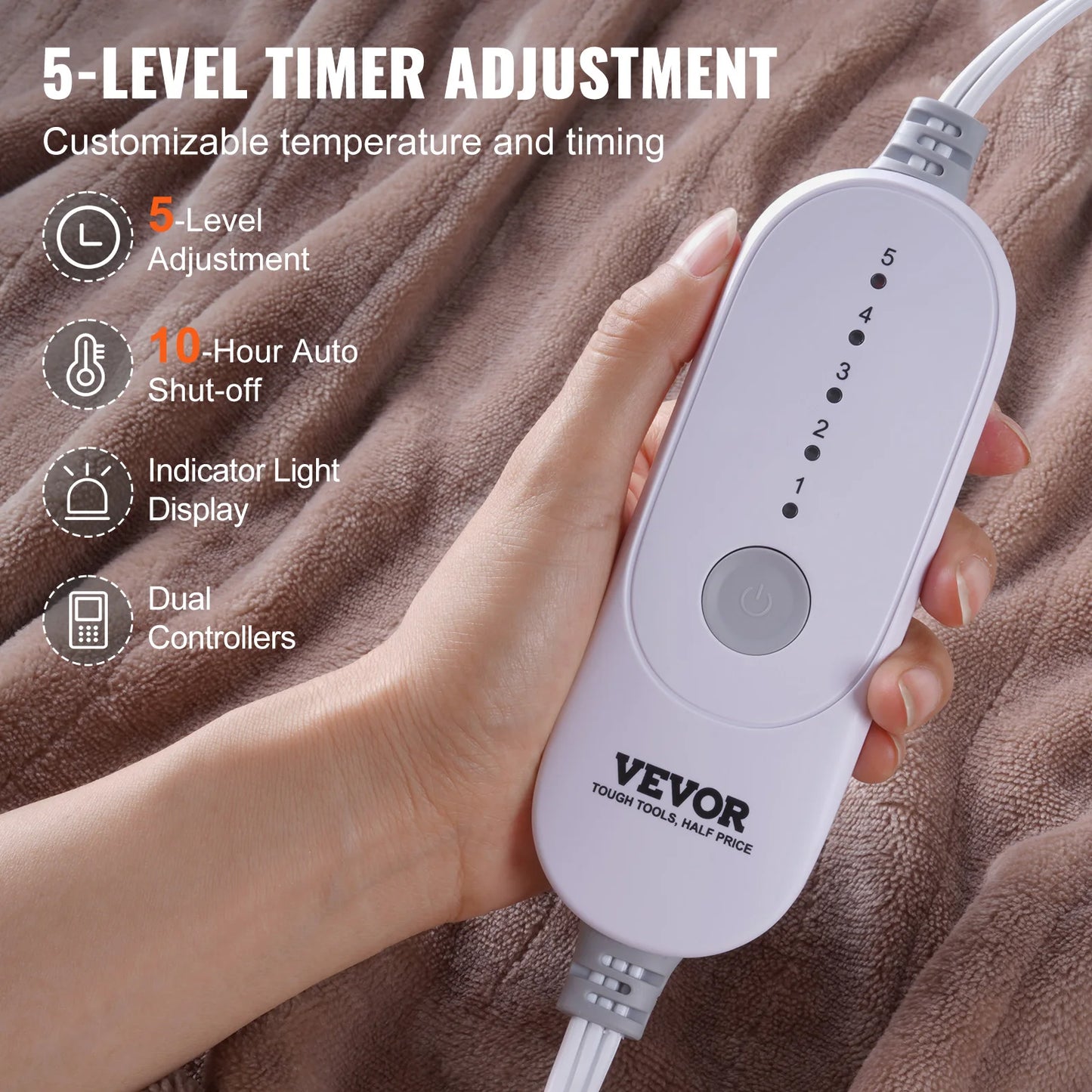 SucceBuy King Size Heated Blanket 100 By 90 Timer Auto Off