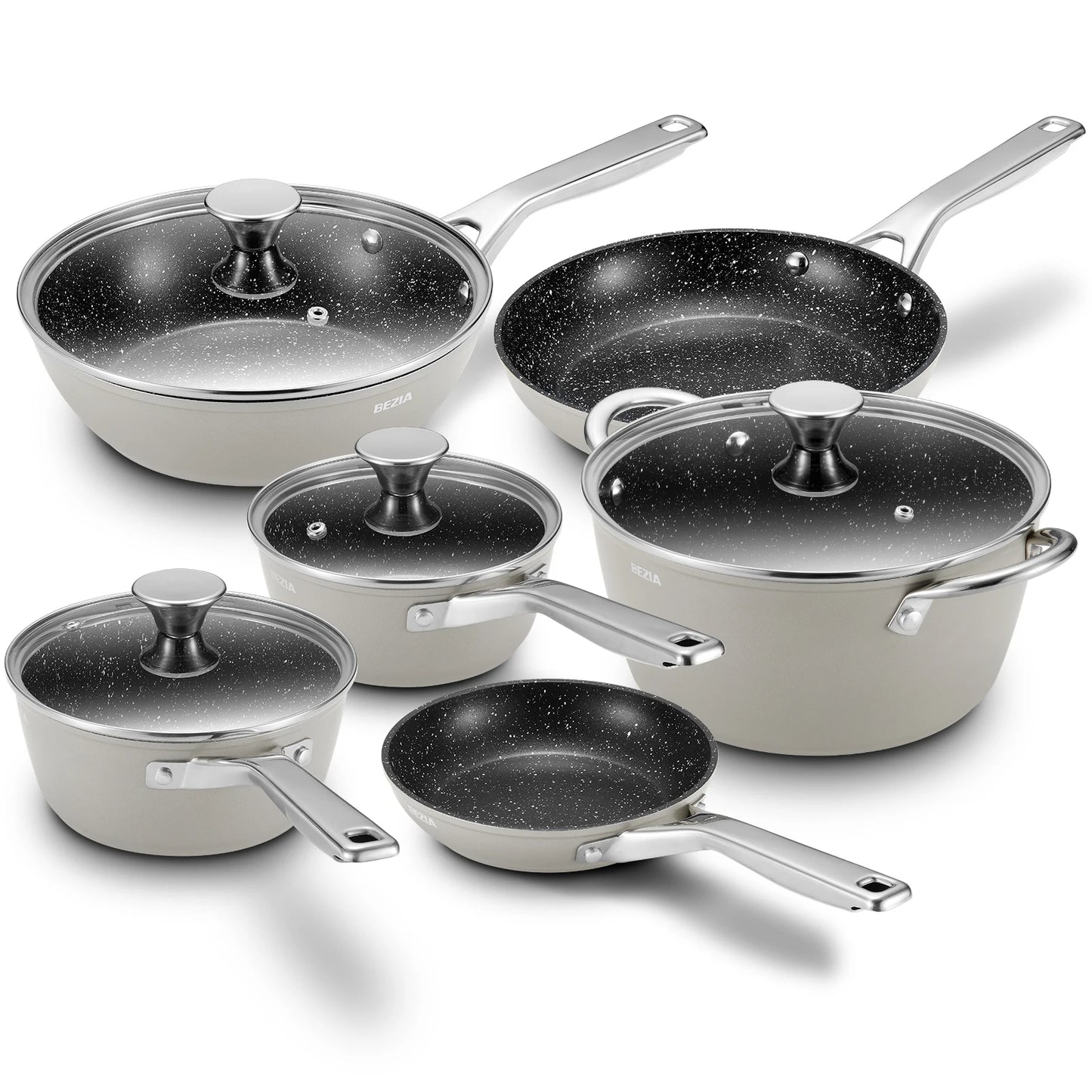 Induction Cookware Nonstick 10-Piece Set Pots and Pans for Induction