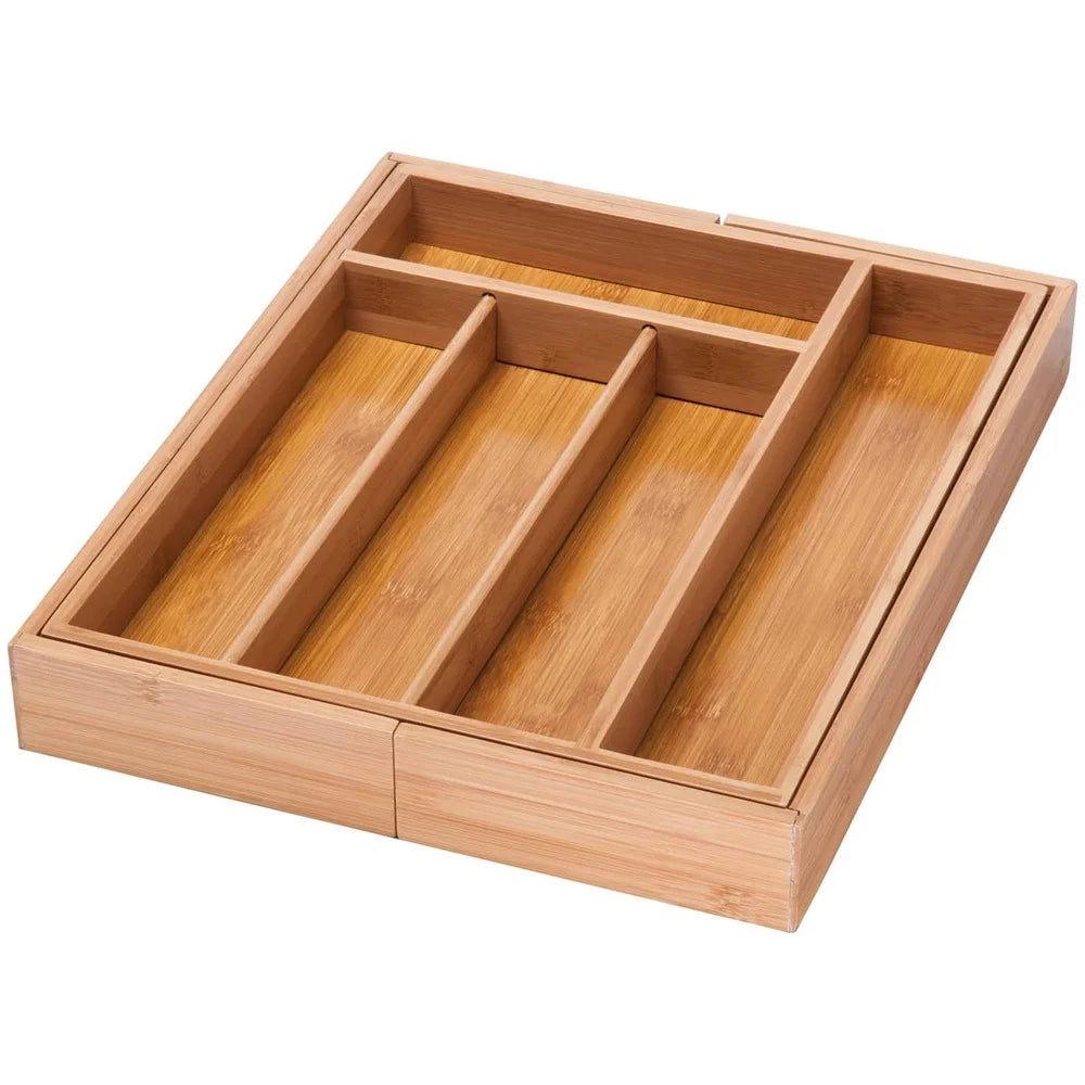 Expandable Bamboo Kitchen Drawer Organizer For Utensils
