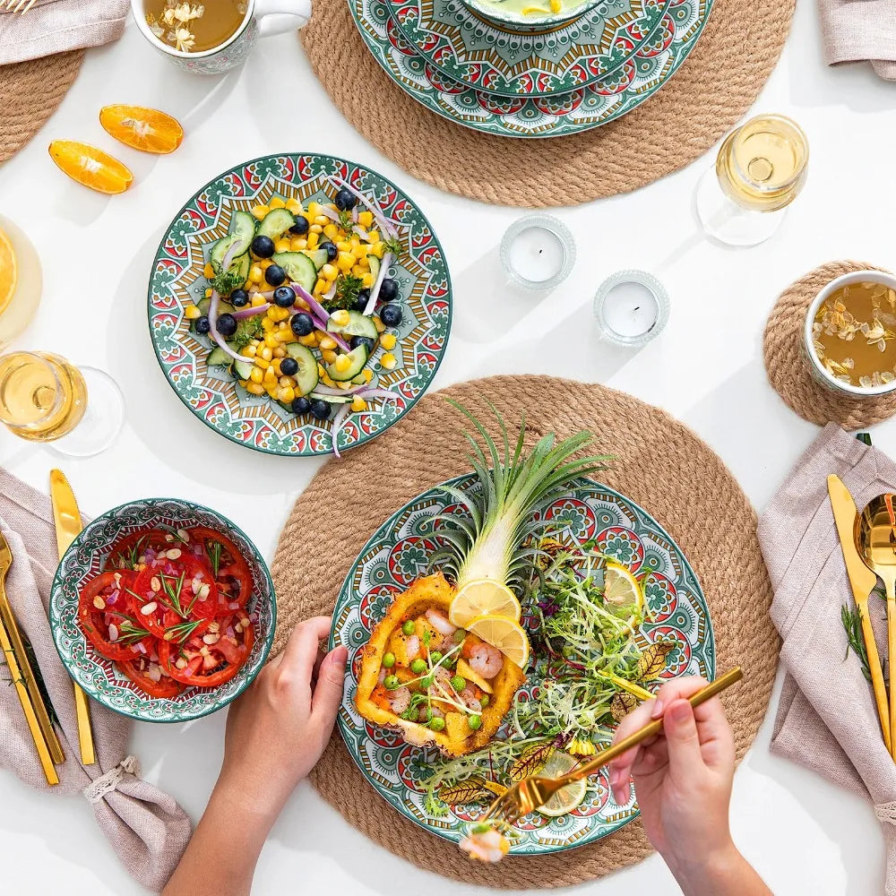 Vancasso Bohemian Mandala Ceramic Dinnerware Set 16 Piece