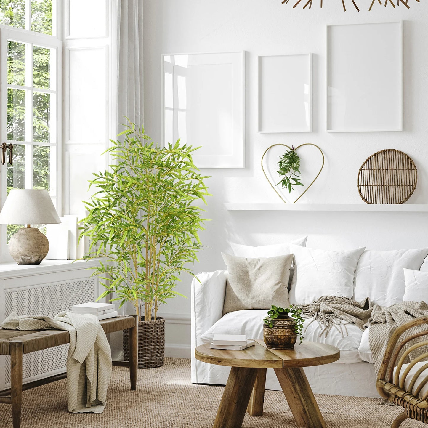 48 Inch Bamboo Artificial Tree Faux Plant For Office Decor