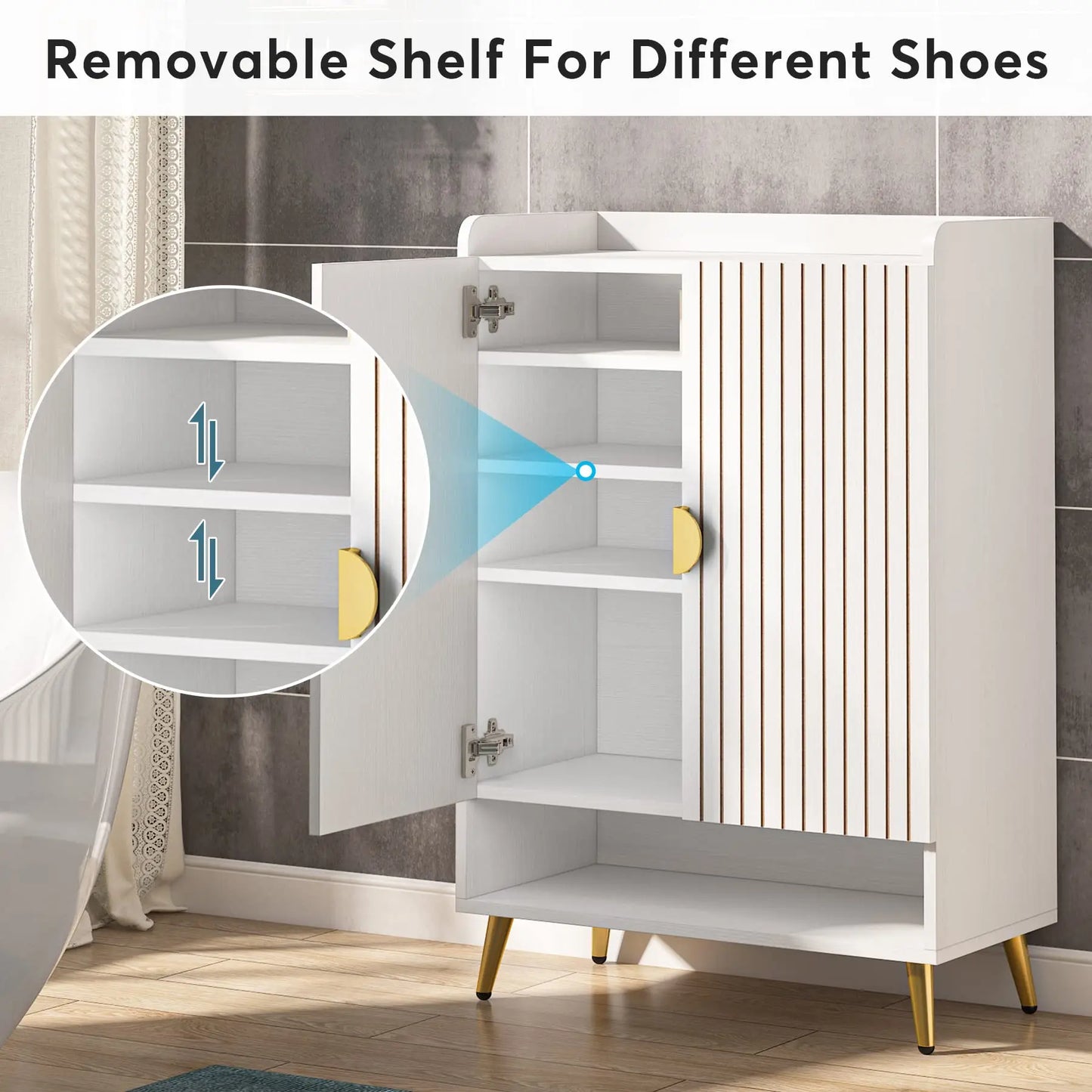 Tribesigns 6 Tier Shoe Cabinet Doors And Adjustable Shelves