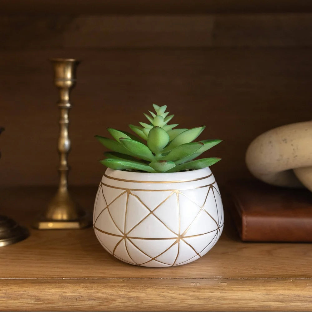 Geometric Print Ceramic Pot Tabletop Succulent Decor