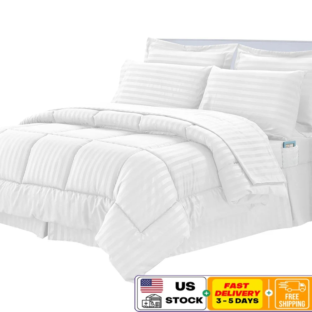 Silky Allergy Friendly Dobby Stripe Microfiber Bed In A Bag
