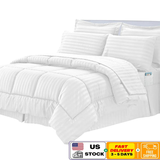 Silky Allergy Friendly Dobby Stripe Microfiber Bed In A Bag