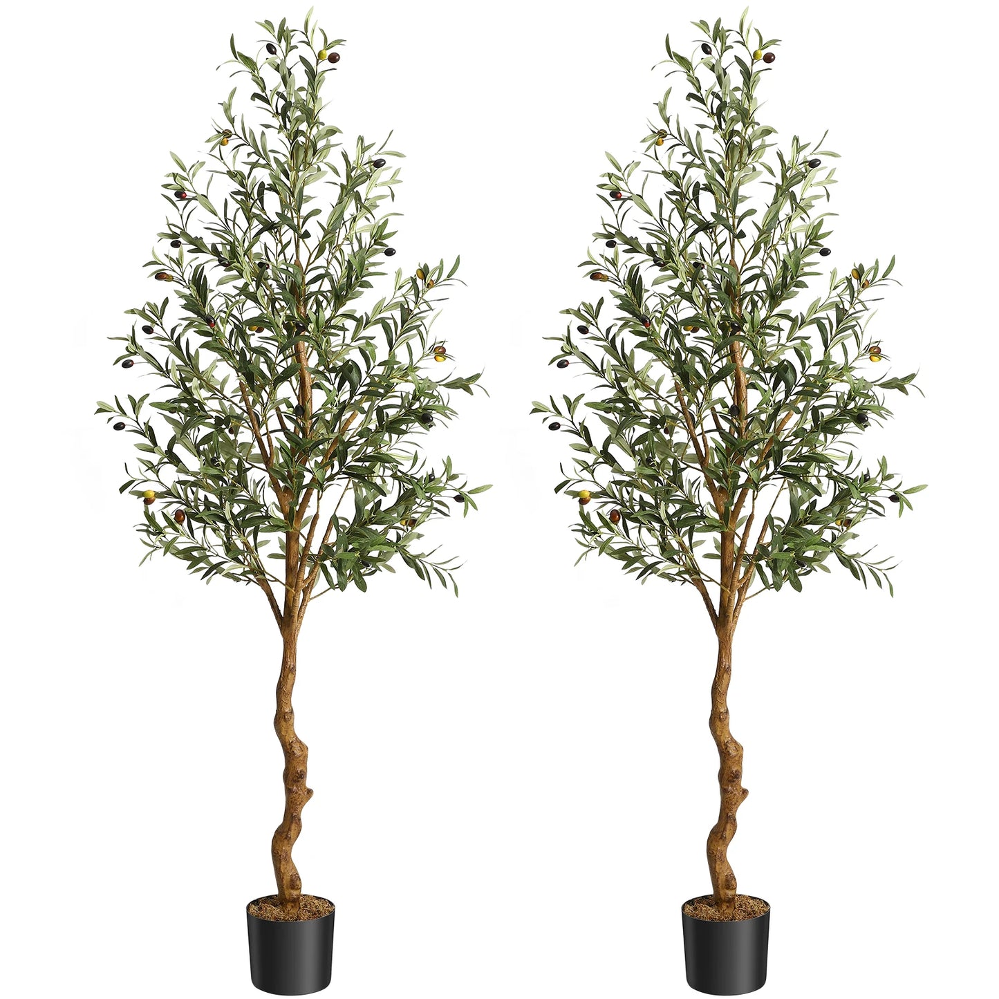 Artificial Olive Tree Silk Potted With Natural Wood Trunk