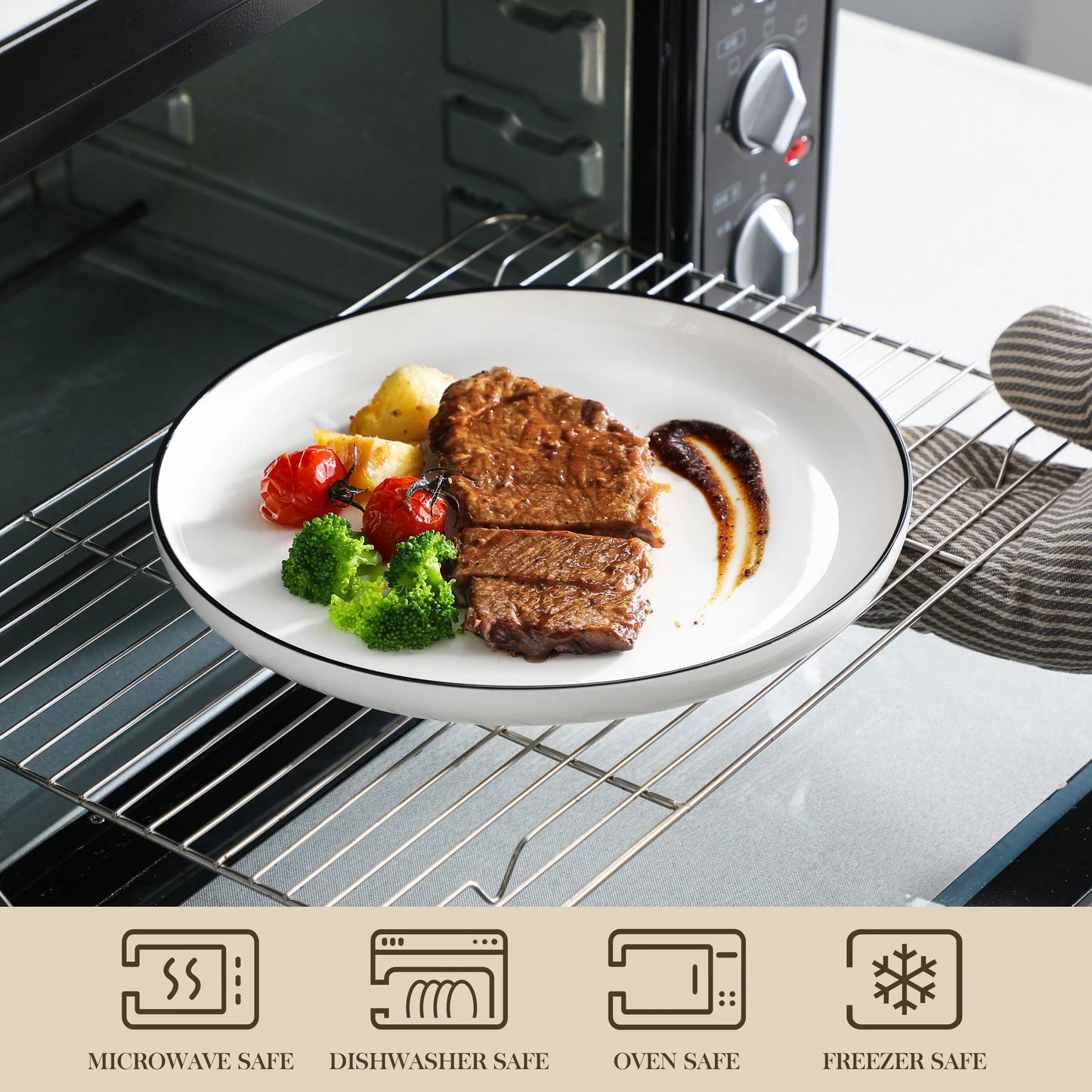 Malacasa Black Rim Ceramic Dinnerware Set 24 Or 48 Piece