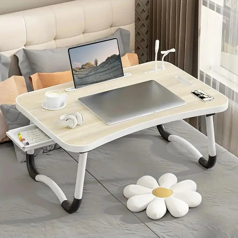 Foldable Laptop Desk With USB Light Small Fan Cup Holder