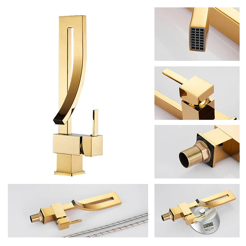 Wanmivezlo Brass Deck Mounted Waterfall Basin Faucet