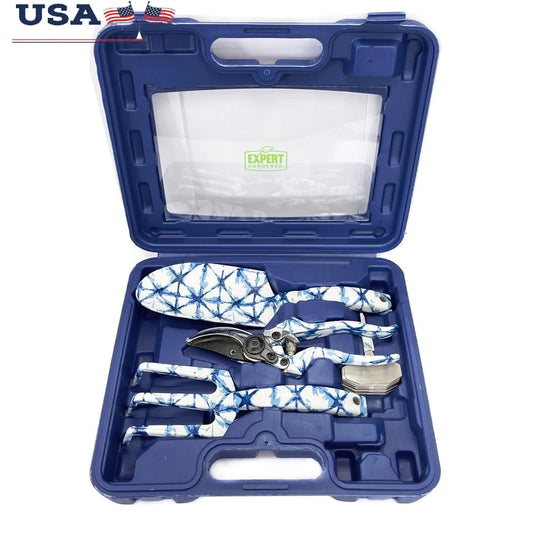 Shibori Gardening Tool Set 23 Pieces Durable Rust-Proof Aluminum Trowel Cultivator Pruner Plant Markers Carry Case