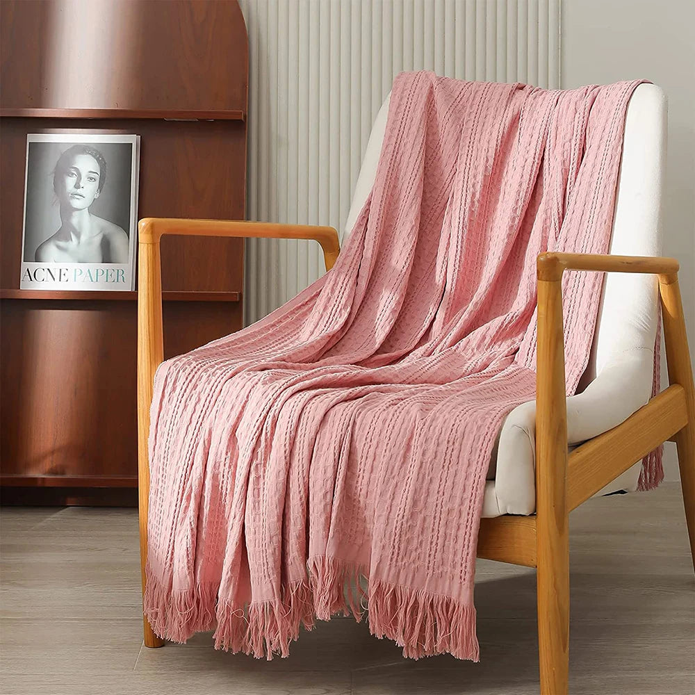 Simple Opulence Winter Cotton Throw Blanket Tassels