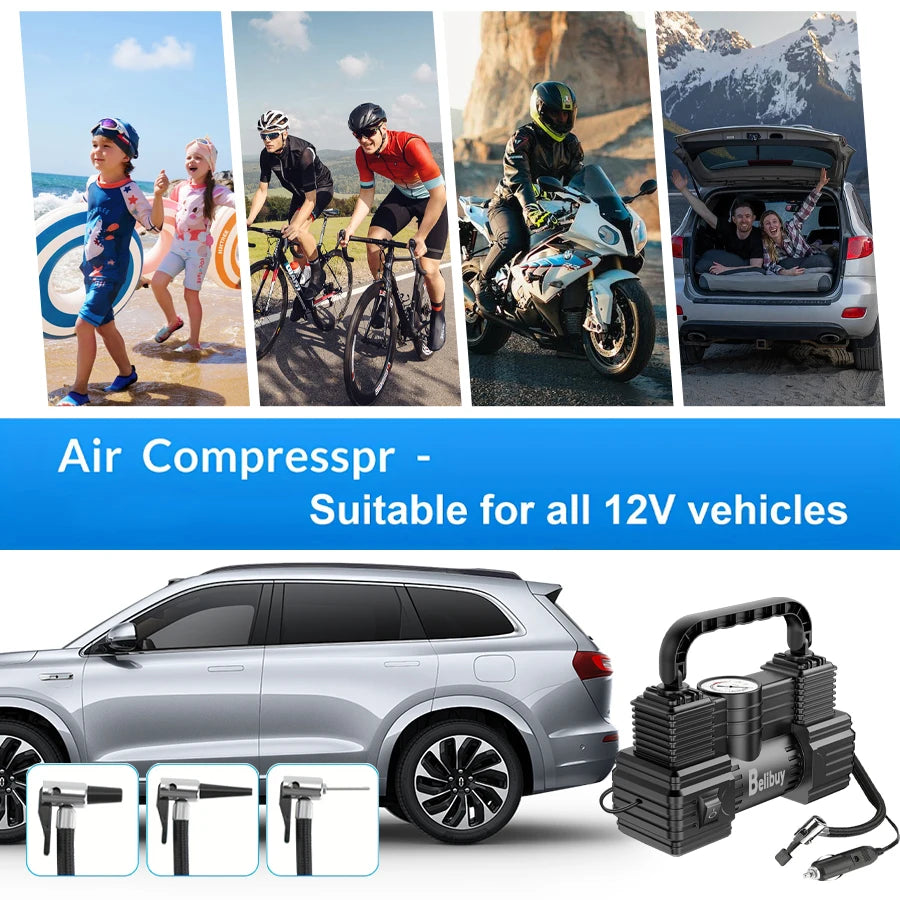 Ultra Fast Car Tire Pump 12V Corded Inflation In 5 Minutes