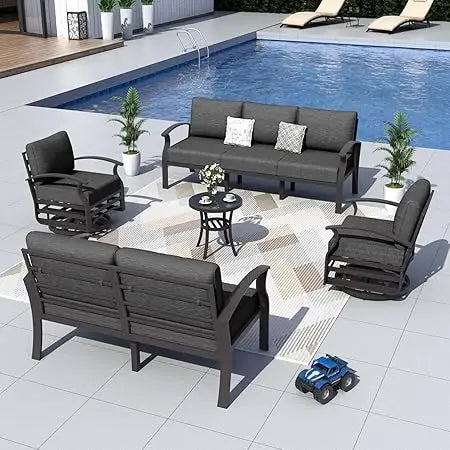 All Aluminum Outdoor Patio Furniture Set Swivel Chairs