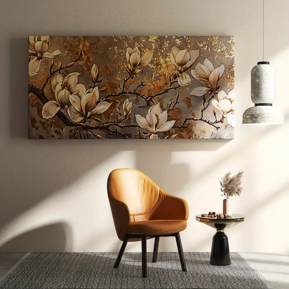 Golden Lily Canvas Art With 1.5 Inch Wood Frame Mural