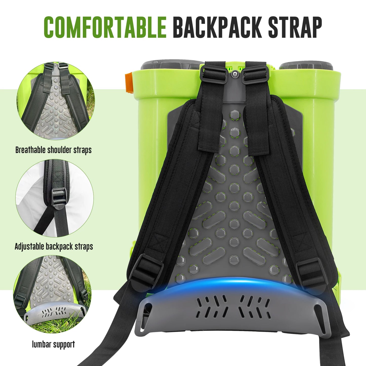 4 Gallon Battery Powered Backpack Sprayer With 5 Nozzles