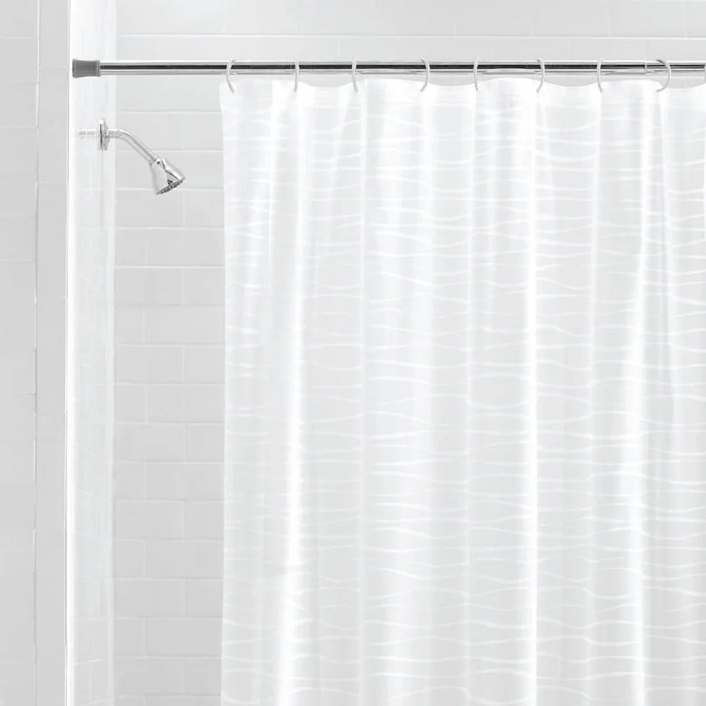 Waterproof PEVA Shower Curtain Set With Wave Design And Hooks