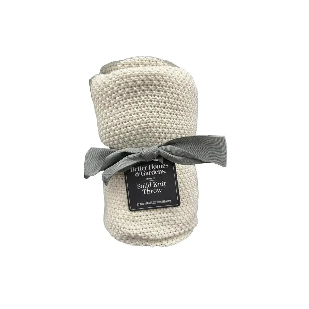 Knit Papyrus Throw Cotton Recycled Polyester Reversible Breathable 50" x 60" Unisex Gift Option