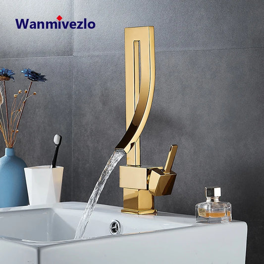 Wanmivezlo Brass Deck Mounted Waterfall Basin Faucet