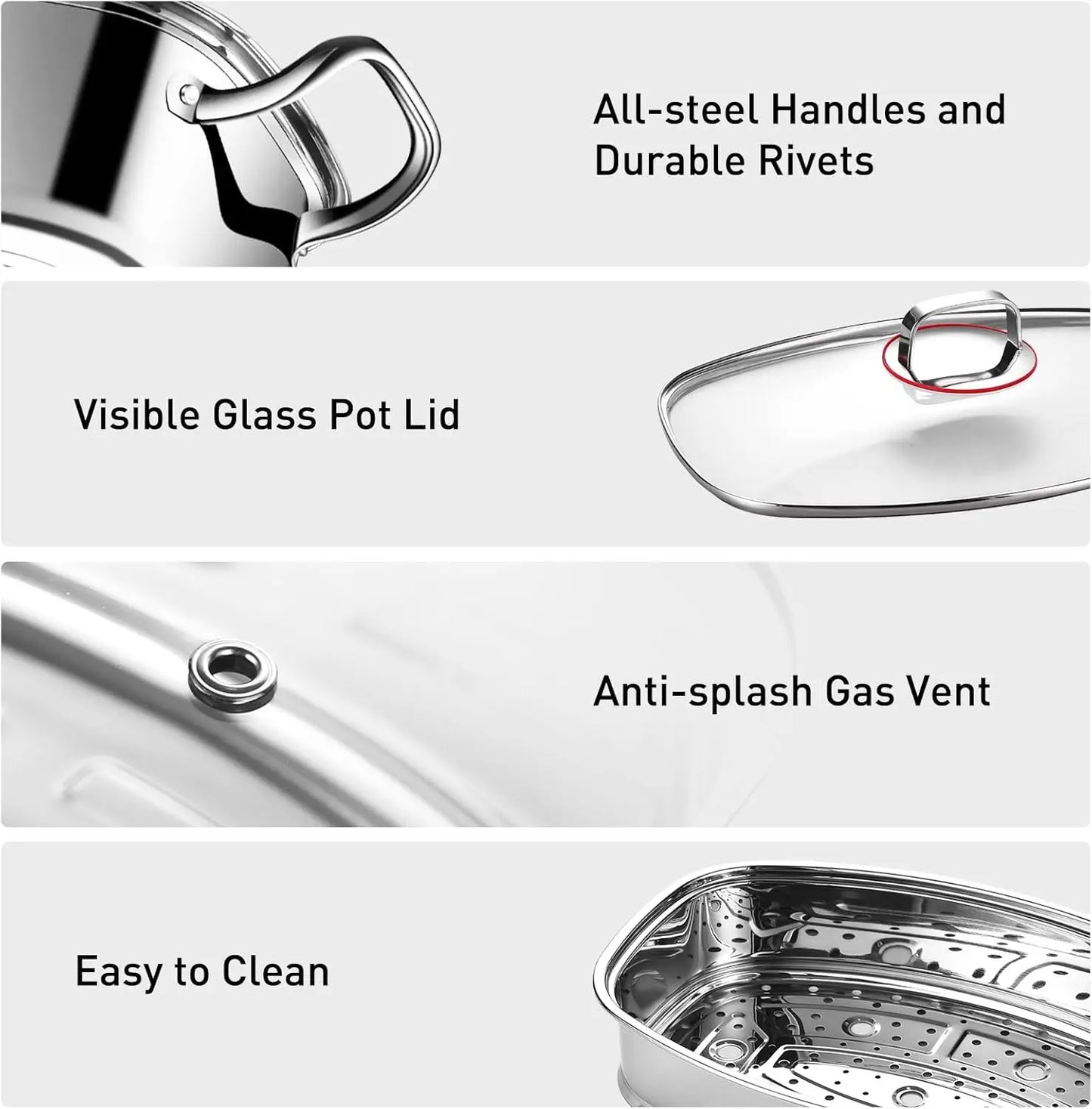 Two Tier Stainless Steel Fish Steamer With Rack And Mitts