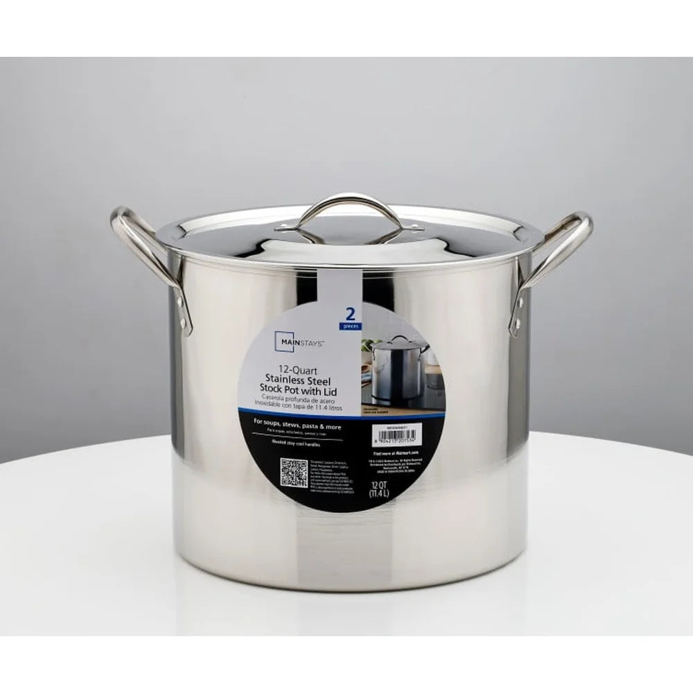 12 Quart Stainless Steel Stock Pot With Stay Cool Handles