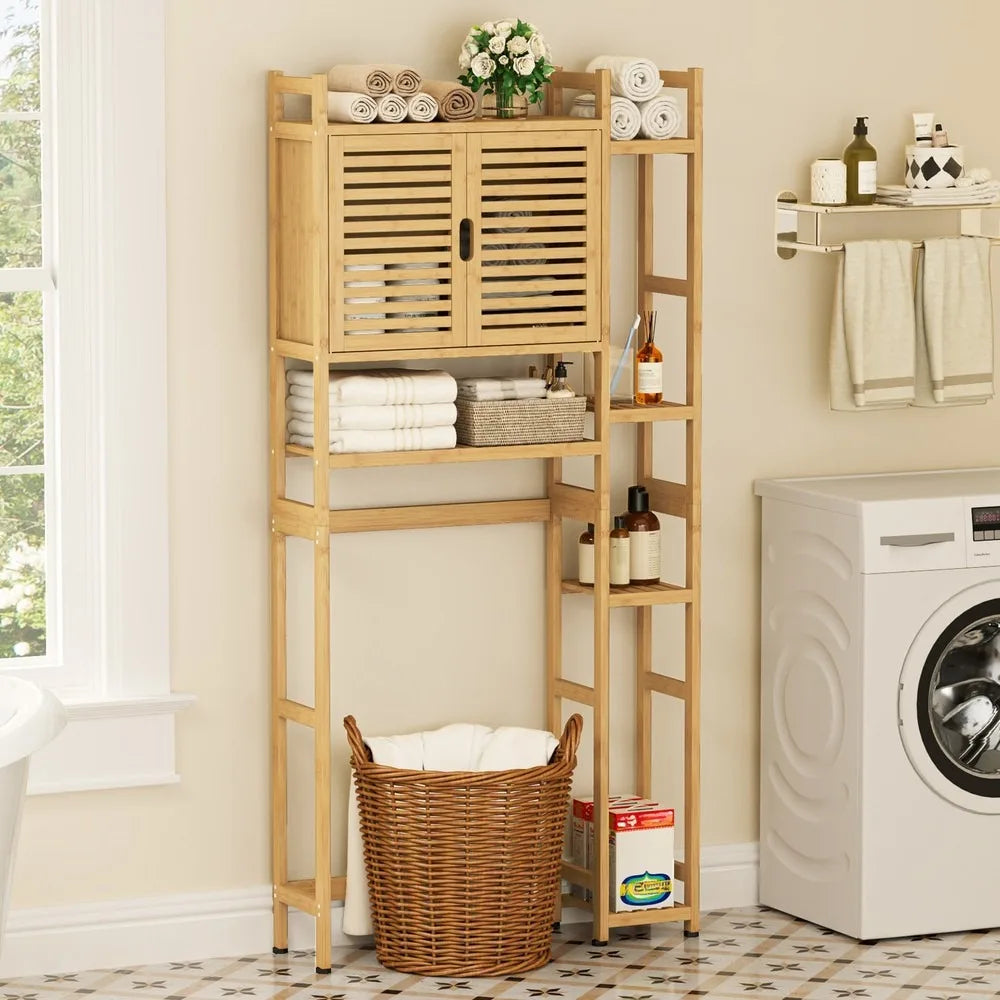 Bamboo Over The Toilet Bathroom Cabinet Storage Rack Space Saver 4 Tier Shelves