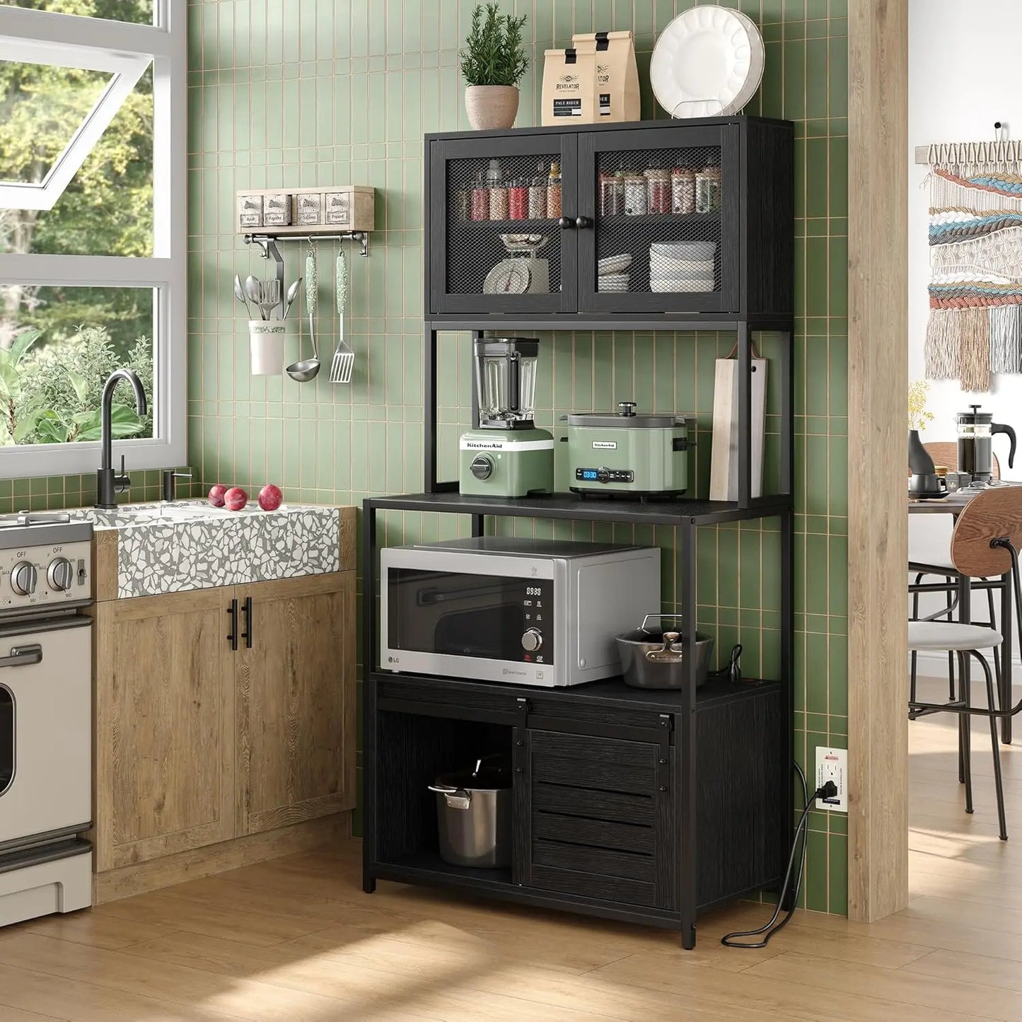 6 Tier Kitchen Bakers Rack With Power Outlet And Shelves