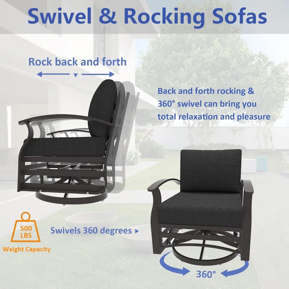 All Aluminum Outdoor Patio Furniture Set Swivel Chairs