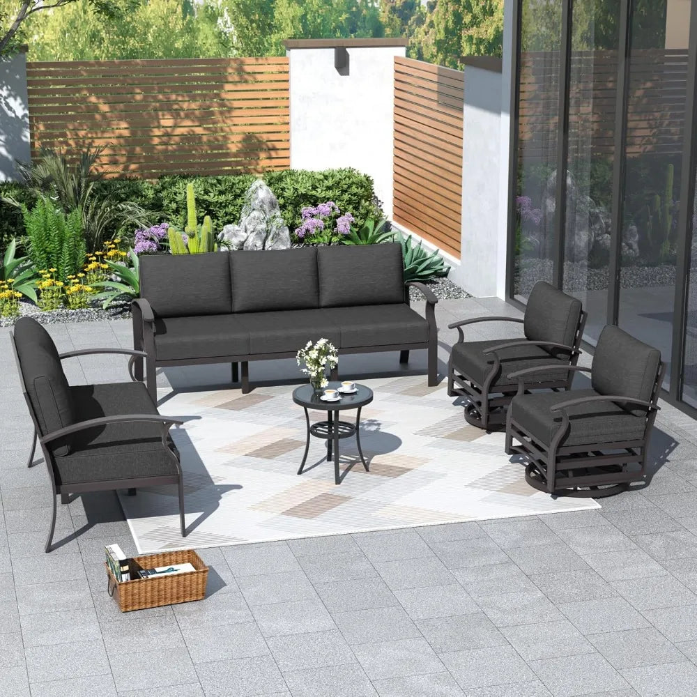 All Aluminum Outdoor Patio Furniture Set Swivel Chairs