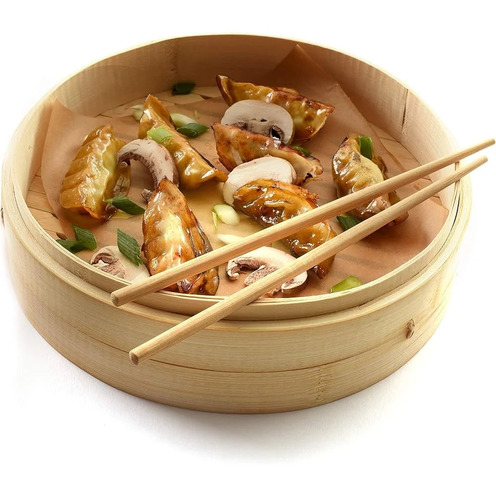 Bamboo Steamer Twin Tier Stackable Premium Kitchen Cookware Vegetables Dumplings