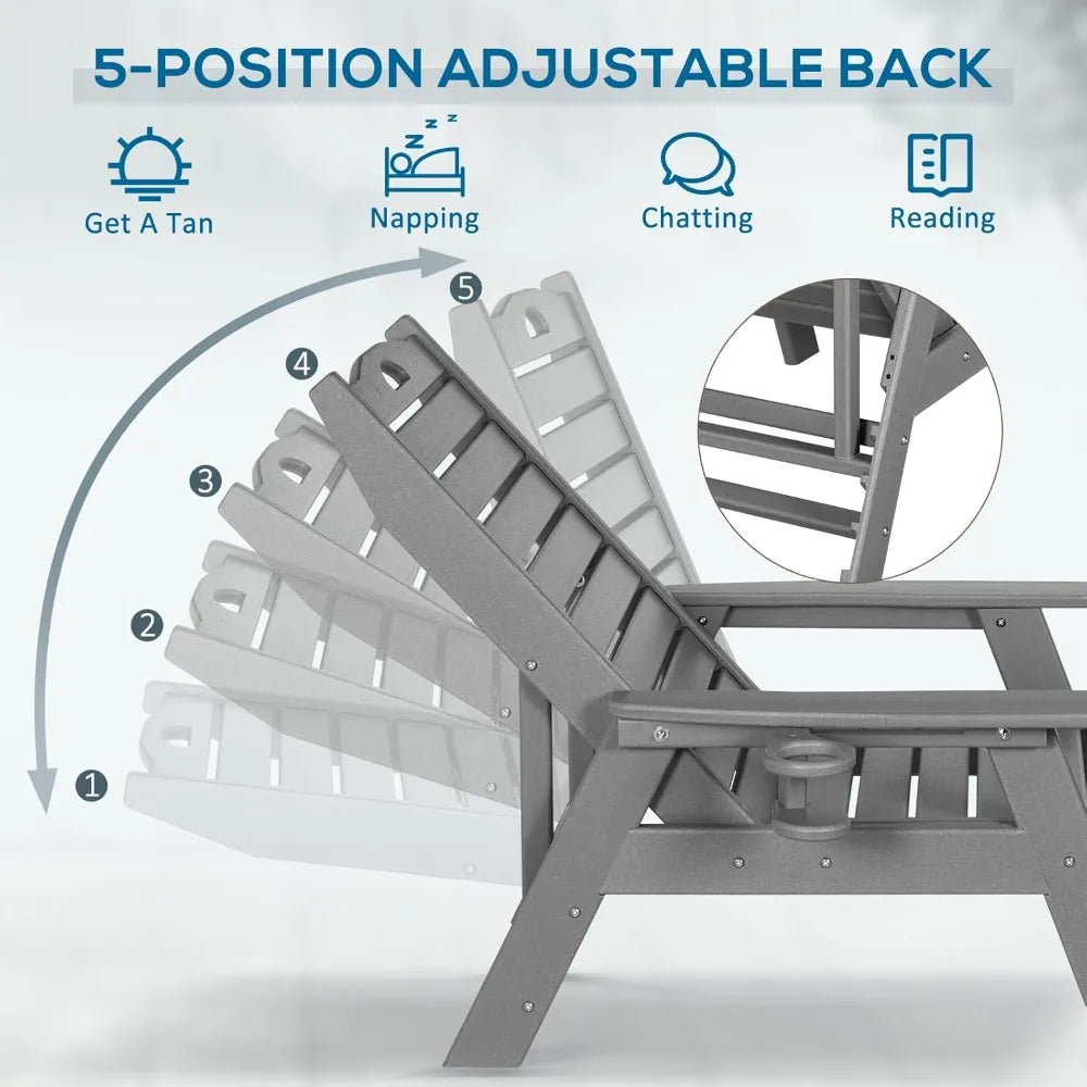 Outdoor Chaise Lounge 5 Position Adjustable Backrest Garden