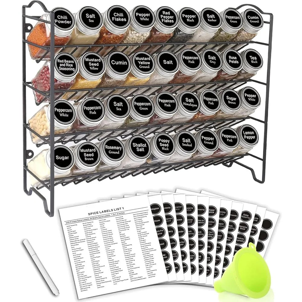 Spice Rack Organizer With 36 Jars And Labels Chalk Marker