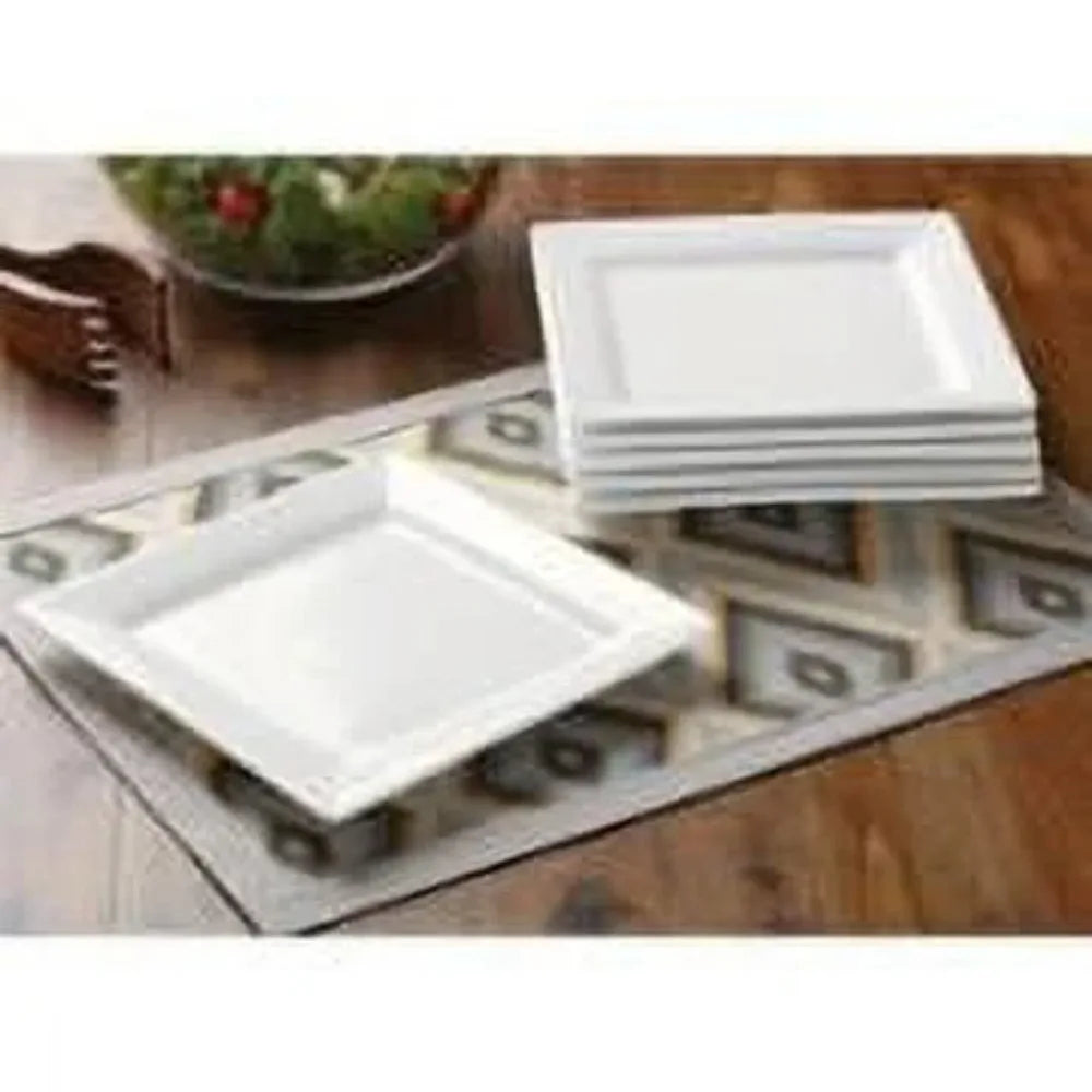 Square Porcelain Dinnerware 16 Piece White Oven Safe 450F