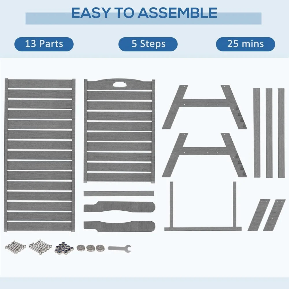 Outdoor Chaise Lounge 5 Position Adjustable Backrest Garden