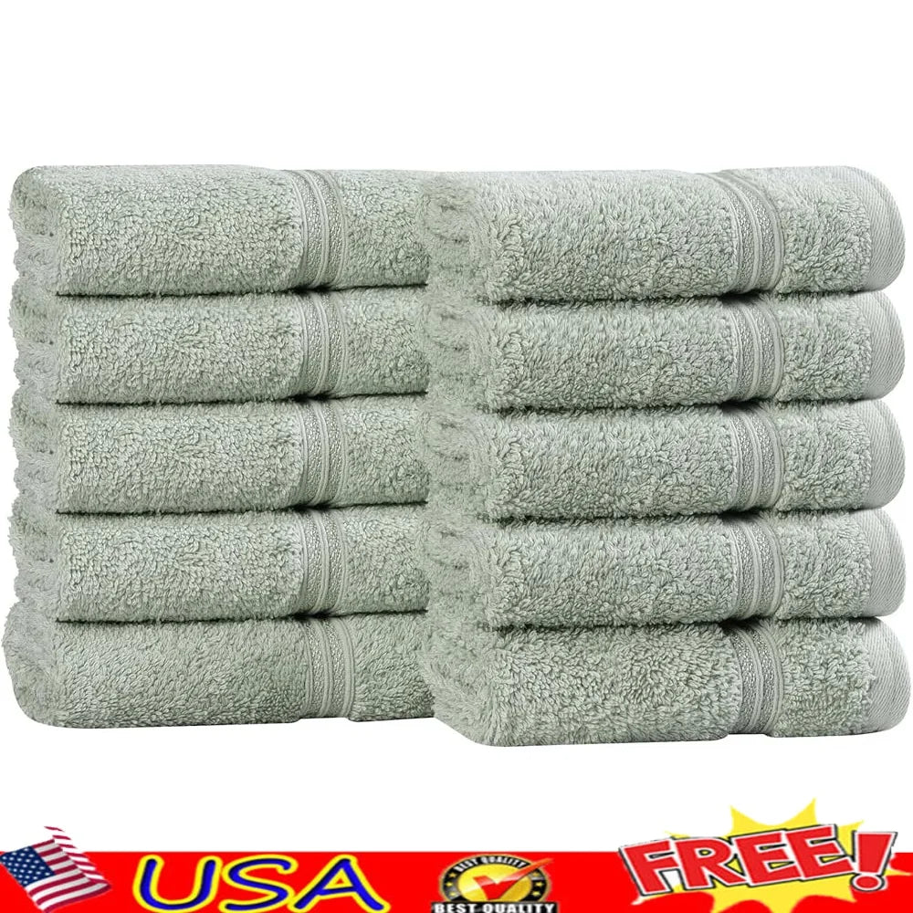 Egyptian Cotton Face Towel Set 10 Piece Quick Dry Absorbent
