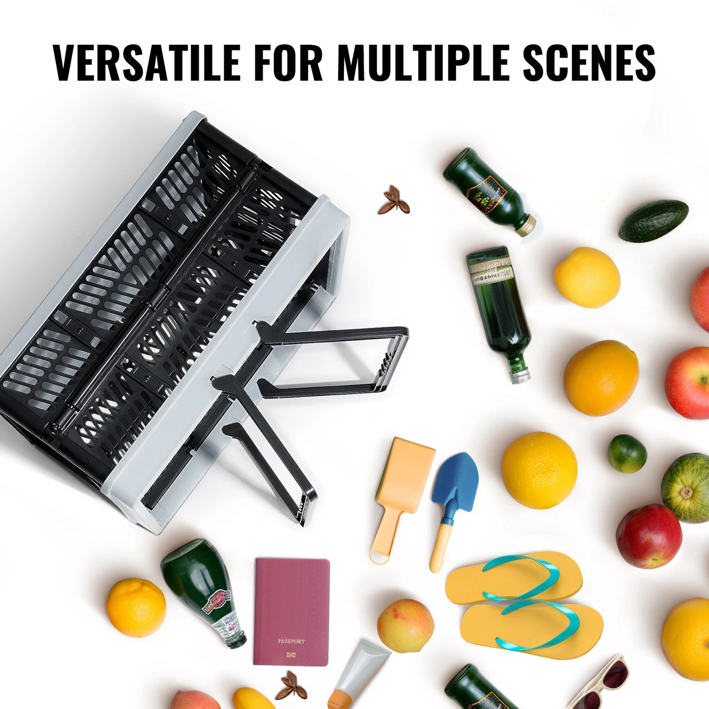 Three Pack Foldable Storage Baskets With Handles Kitchen