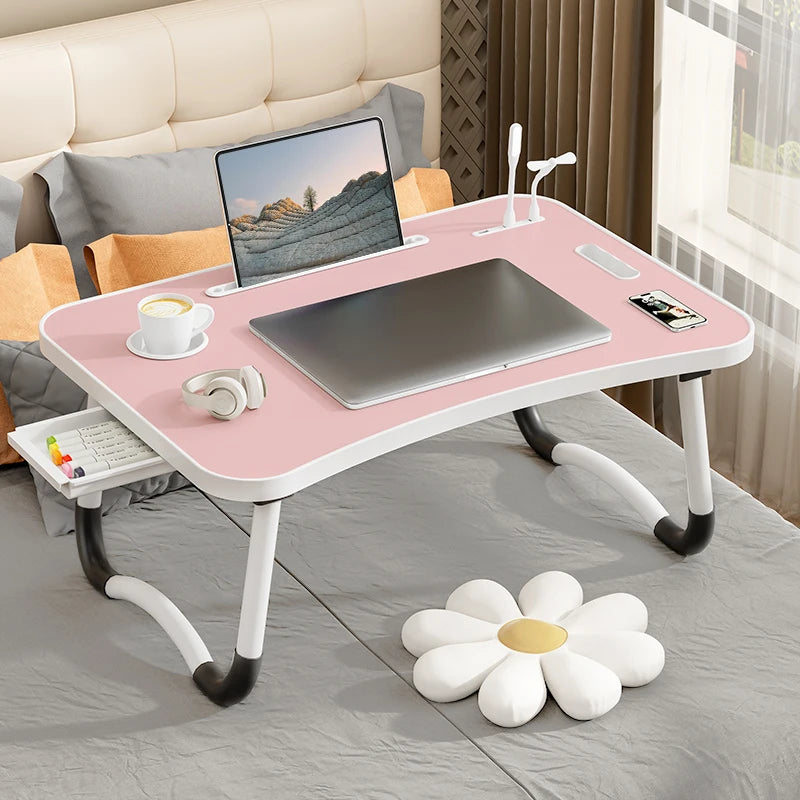 Foldable Laptop Desk With USB Light Small Fan Cup Holder