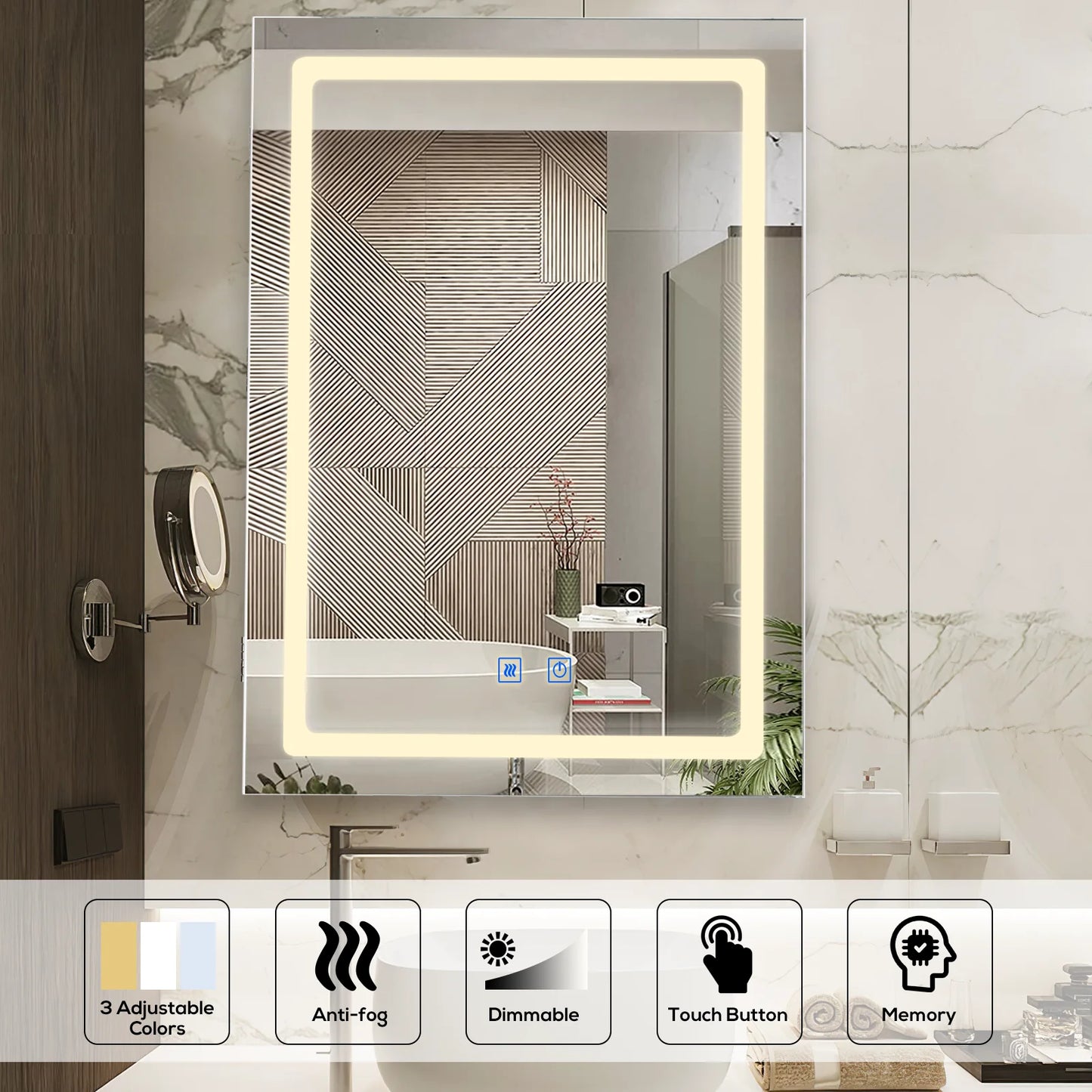 VOWNER LED Bathroom Cabinet With Defogger And Dimmer