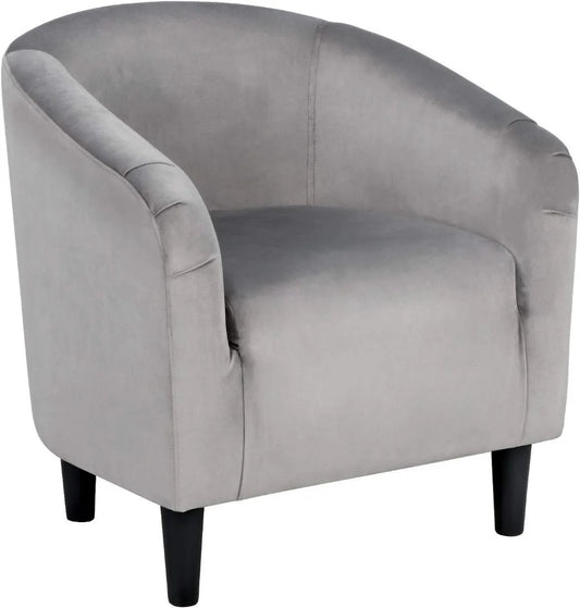 Living Room Chair, Velvet Accent Upholstered Barrel Sitting Chair with Armrest and Low Back for Bedroom