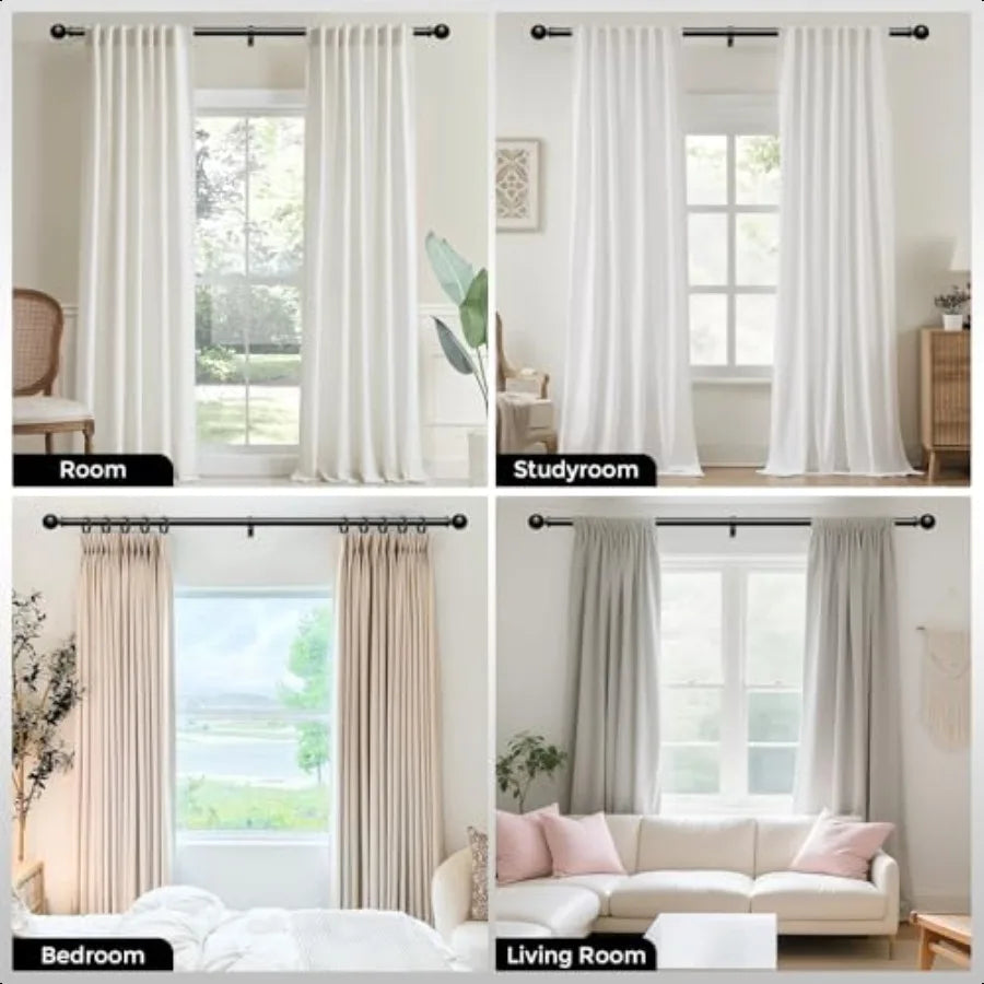 Black Curtain Rods Windows 48 to 84 Inch Heavy Duty