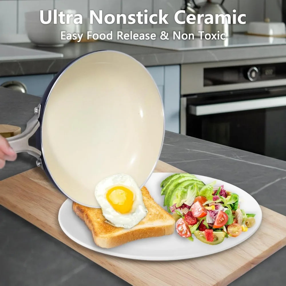 RBXC 7 Piece Ceramic Nonstick Cookware Set Induction Compatible