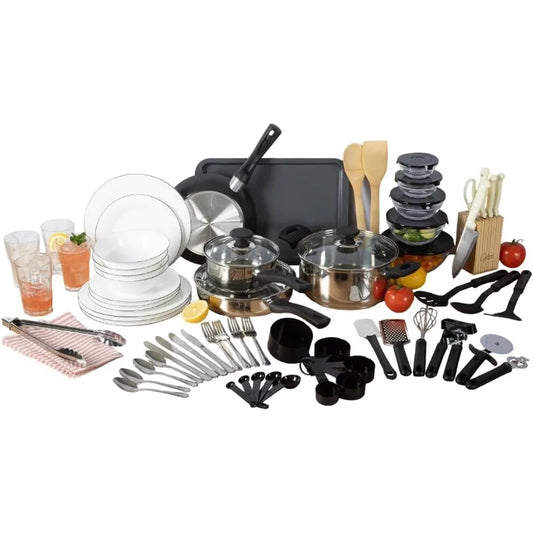 74 Piece Kitchen Box Cookware Set With Pots Pans Dinnerware