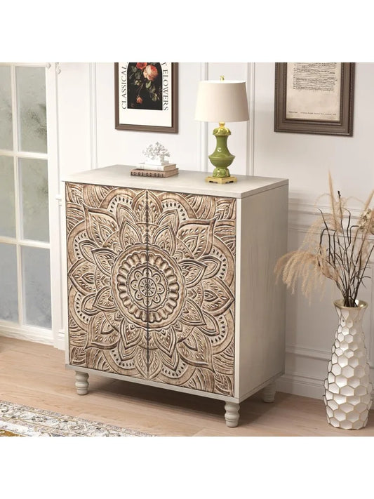 32 Sideboard Buffet Cabinet With Storage And Magnetic Doors