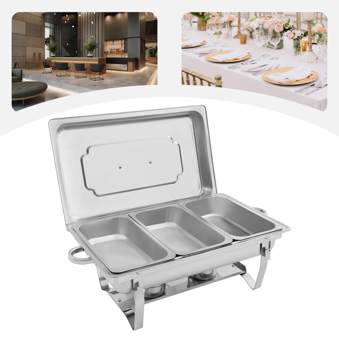 7.5L Stainless Steel Chafing Dish Buffet Set Folding Frame