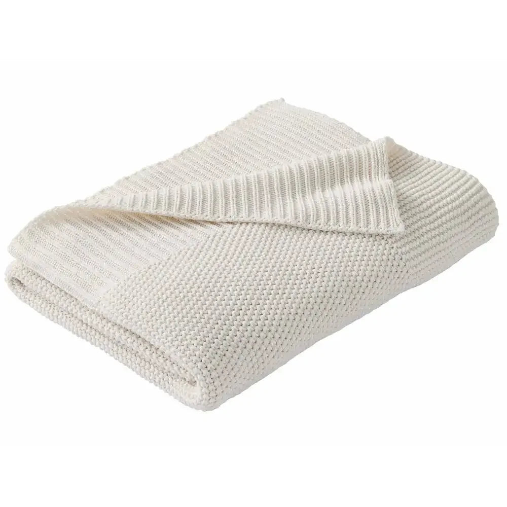 Knit Papyrus Throw Cotton Recycled Polyester Reversible Breathable 50" x 60" Unisex Gift Option