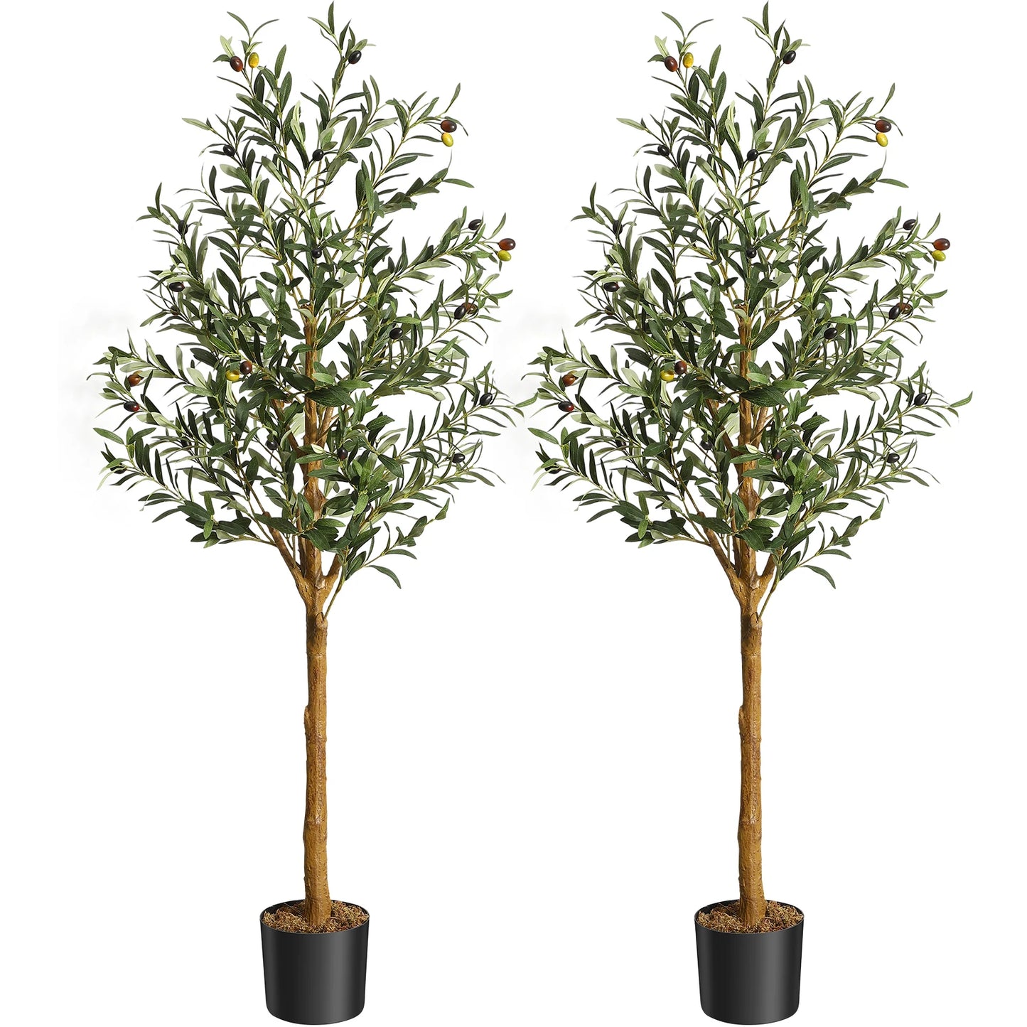 Artificial Olive Tree Silk Potted With Natural Wood Trunk