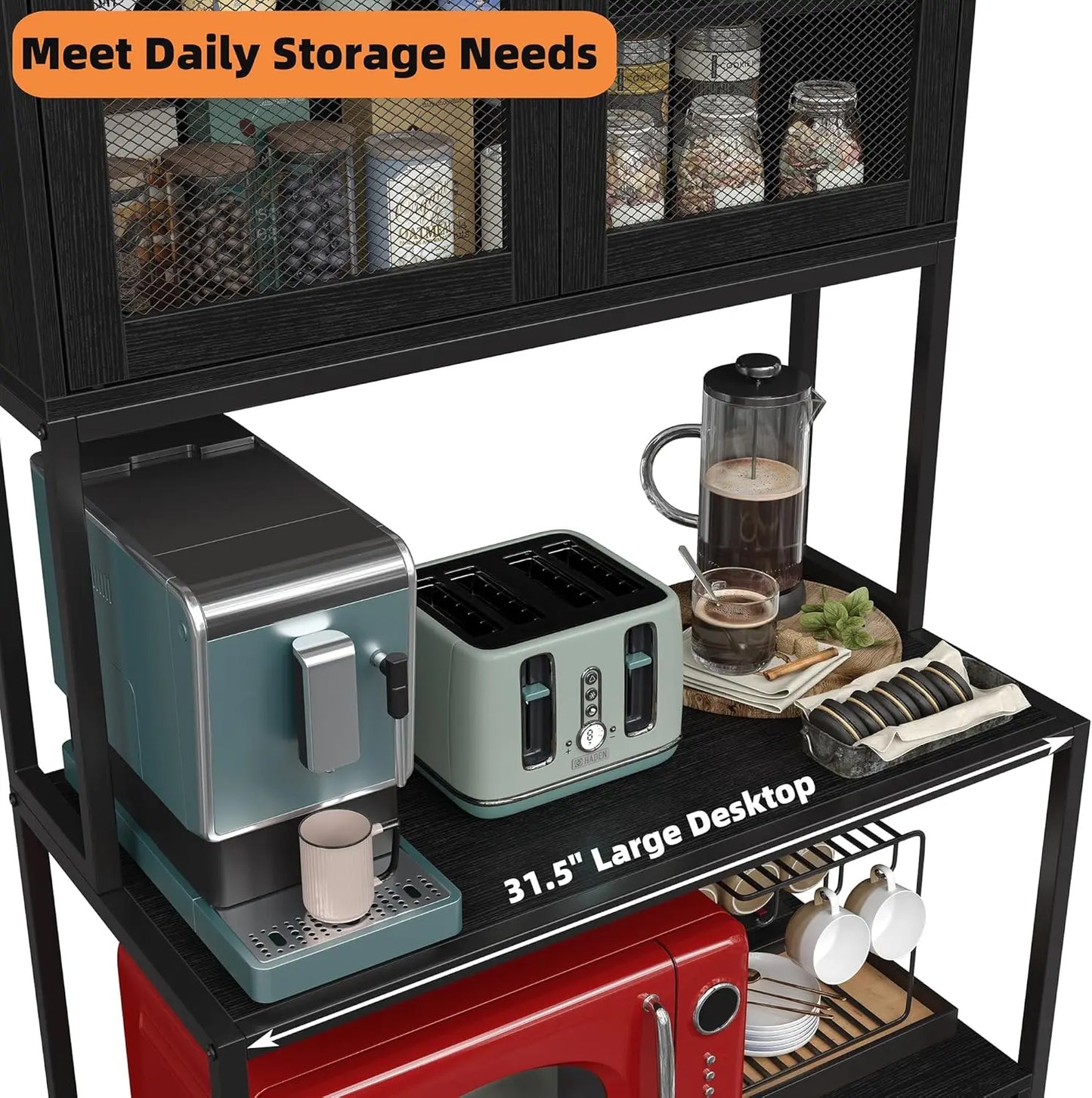 6 Tier Kitchen Bakers Rack With Power Outlet And Shelves