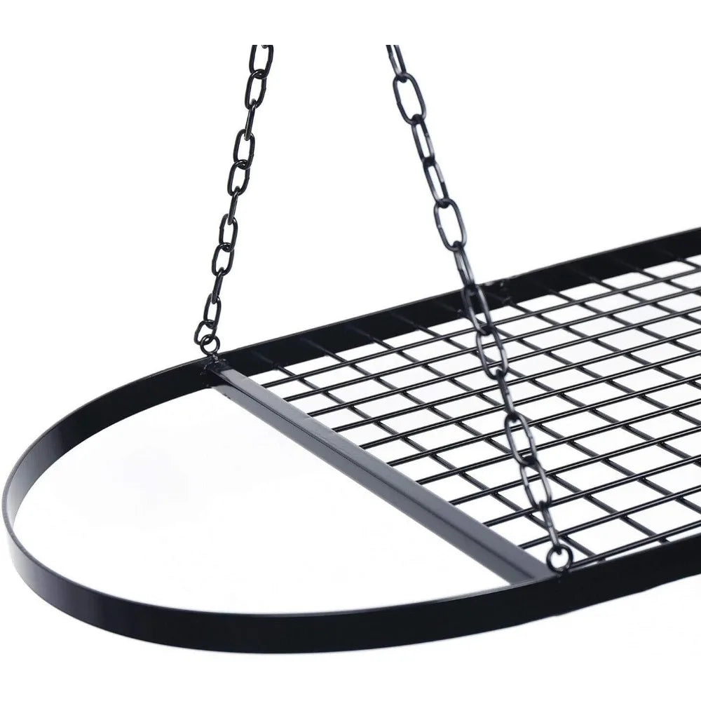 Pot Pan Rack With Shelf And 9 Hooks Wall Ceiling Mount